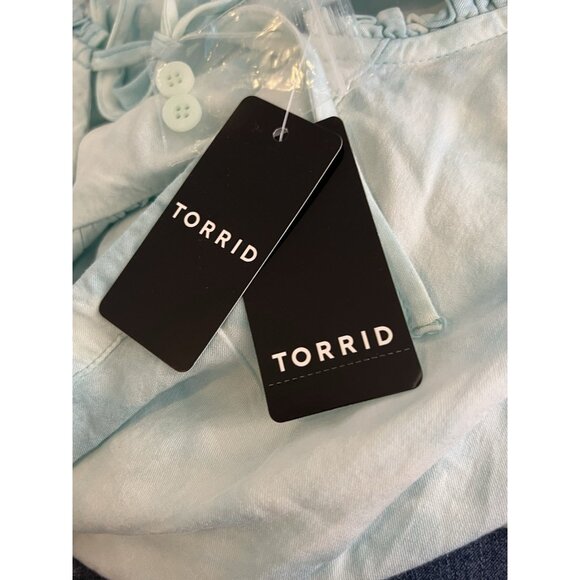 Torrid Indigo Blue Tie-dyed Peasant Top Shirt  Sz 4X 26W NWT Flowy - Picture 15 of 15